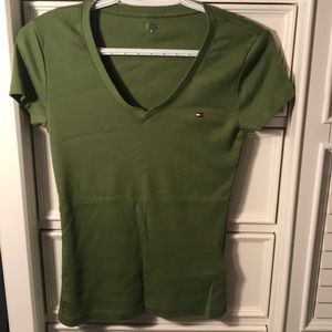 Green Tommy Hilfiger vneck T-shirt